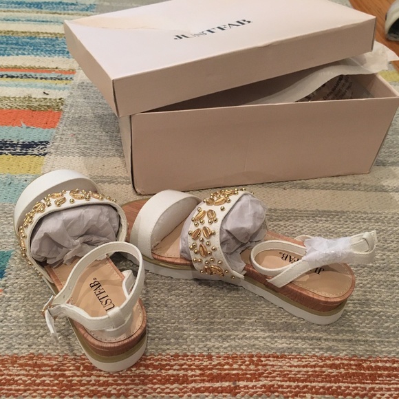 white, platform sandals - Picture 4 of 6